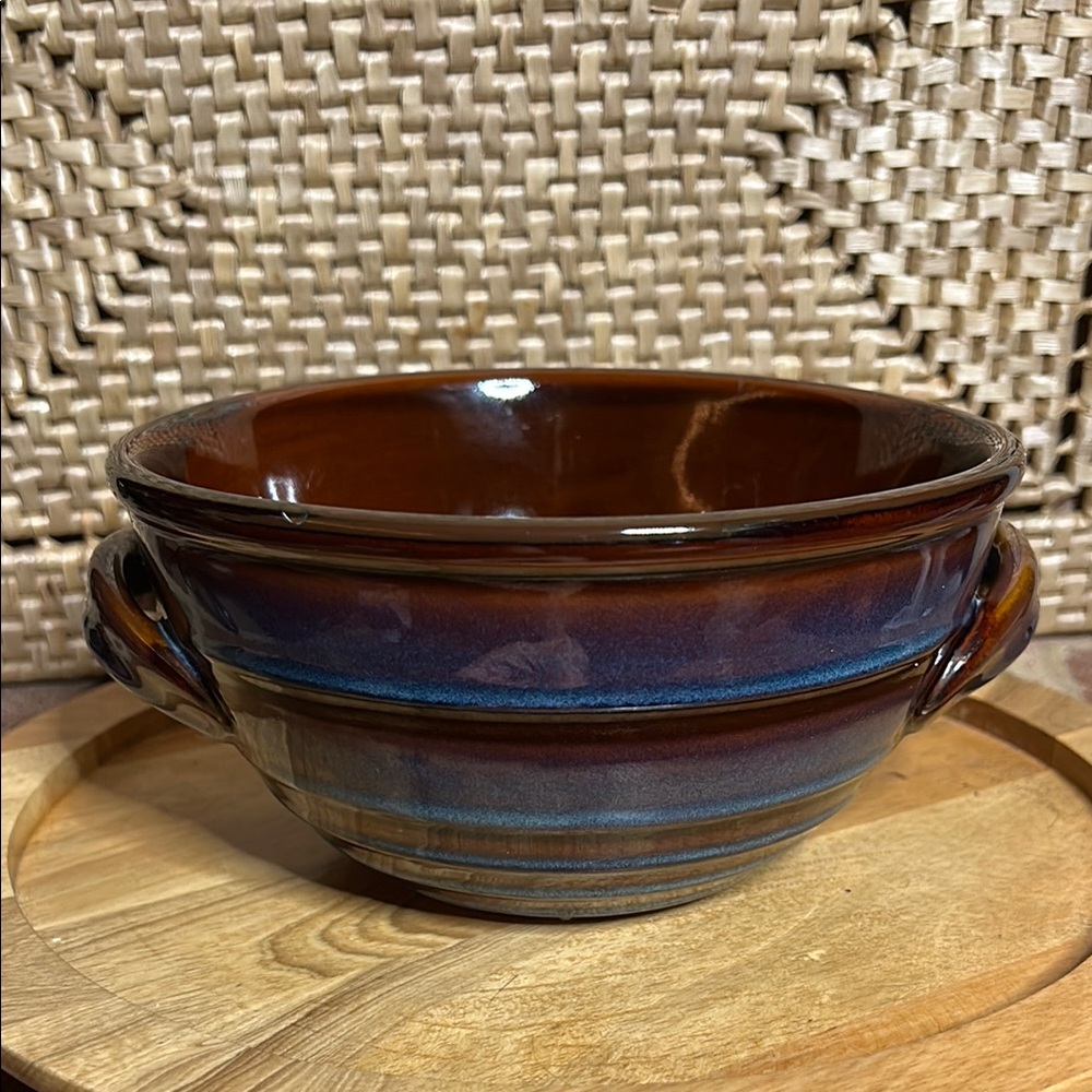 TeleFlora Elegant Brown and Blue Ceramic Baking Dish
